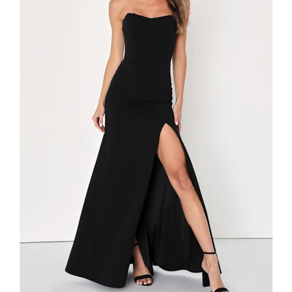 Lulus Black Strapless Bustier Maxi Dress - Size M